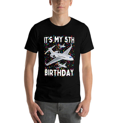 It's My 5th Birthday Airplane 5 Year Old Birthday Boy Girl Comfortable T-Shirt