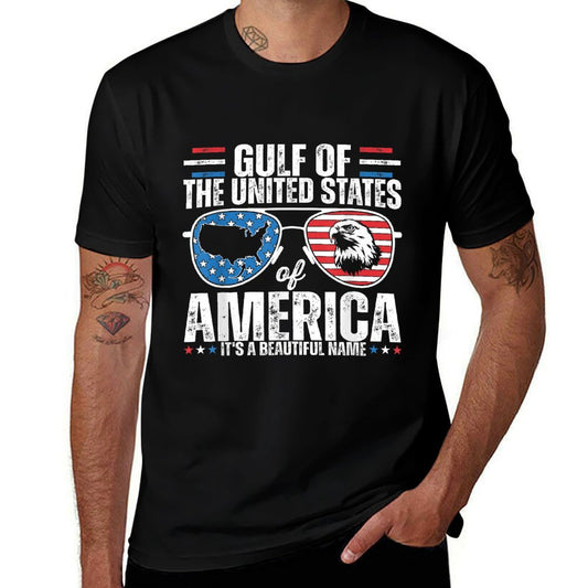 Gulf of USA America Flag Pride Patriotic Gulf of US America Heathered Texture T-Shirt