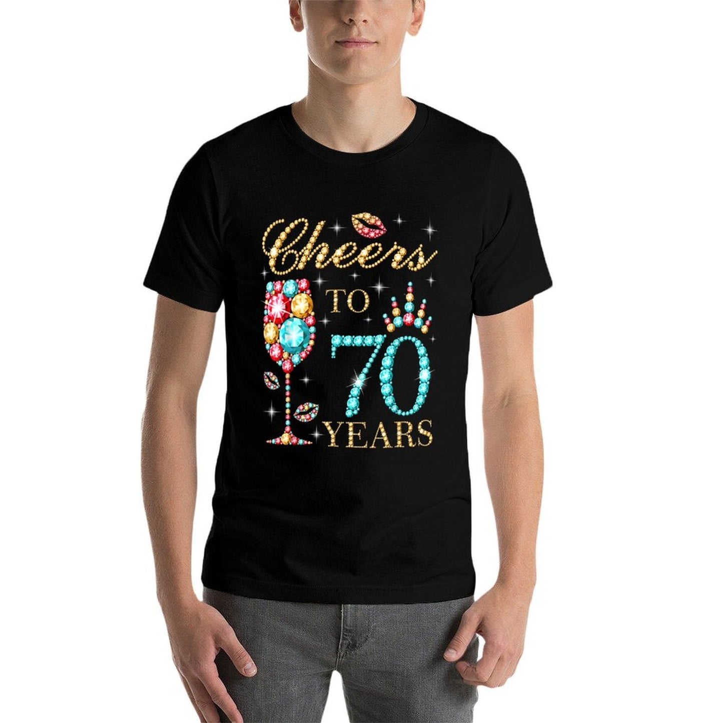 Cheers To 70 Years, 70 Years Old Women, 70 Birthday Cute  Slim-fit Cut T-Shirt