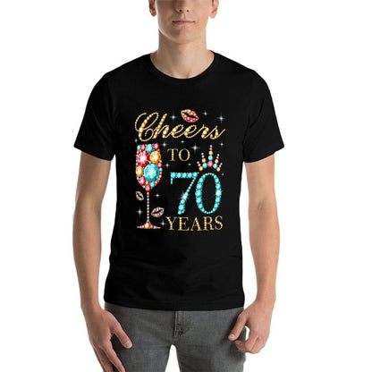 Cheers To 70 Years, 70 Years Old Women, 70 Birthday Cute  Slim-fit Cut T-Shirt