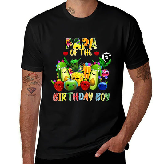 Papa Of The Birthday Boy Family Fruit Birthday Hey Bear  Summer-ready Fabric T-Shirt
