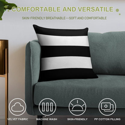Black & White Wide Horizontal Stripes #2 Soft Gift Ready Throw Pillow