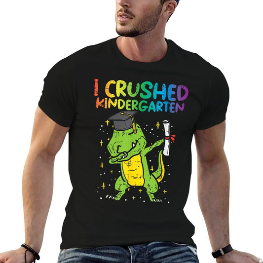 Trex Dab I Crushed Kindergarten Last Day Graduation Boy Kids  Oversized Silhouette T-Shirt