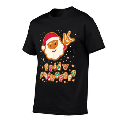 ASL Christmas Santa Signing Merry Christmas Sign Language  Stretchy T-Shirt