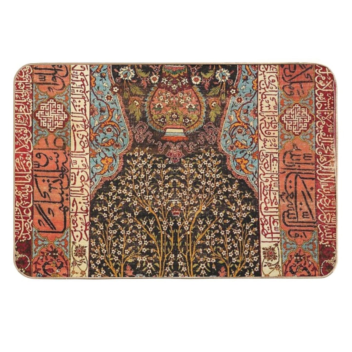 Safavid Kashan Or Isphahan Persian Rug Print Durable Bath Mat