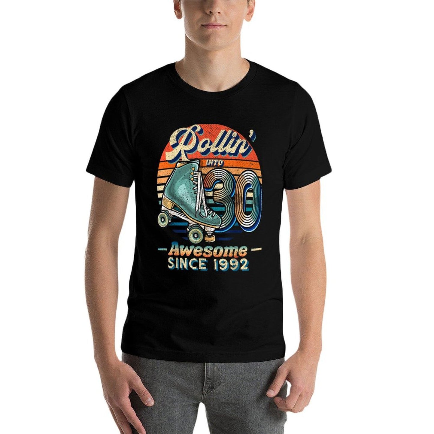 Rollin' Into 30 Awesome 1992 Roller Skating 30th Birthday  Relaxed-fit T-Shirt