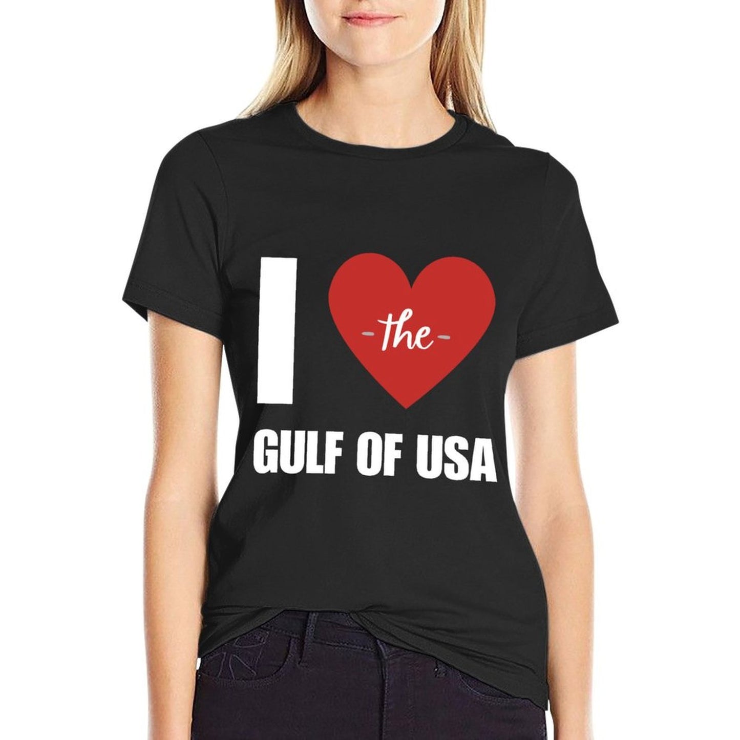 I Love America Gulf of Mexico President Trump Gulf of USA  Rolled Sleeves T-Shirt