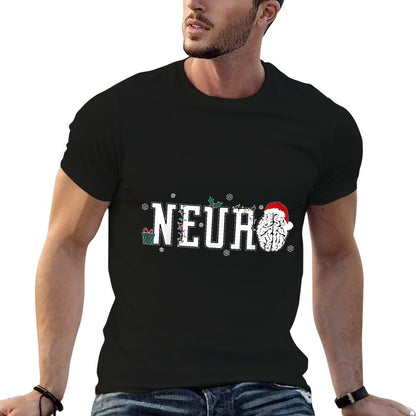 Neuro Nurse Brain Santa Hat Neuroscience Nursing Christmas  High-quality Stitching T-Shirt