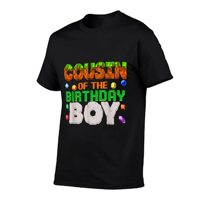 Cousin Of The Birthday Boy Video Gamer Black Boys' Birthday Pixel Number  Tagless Design T-Shirt