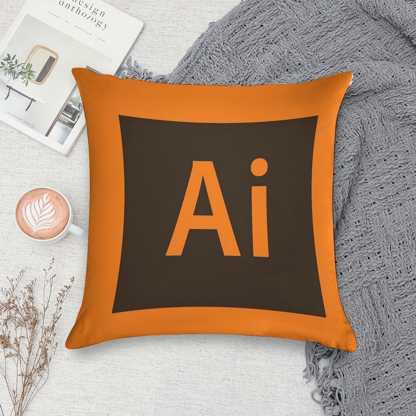 Illustrator Soft Short Plush Fabric Throw Pillow