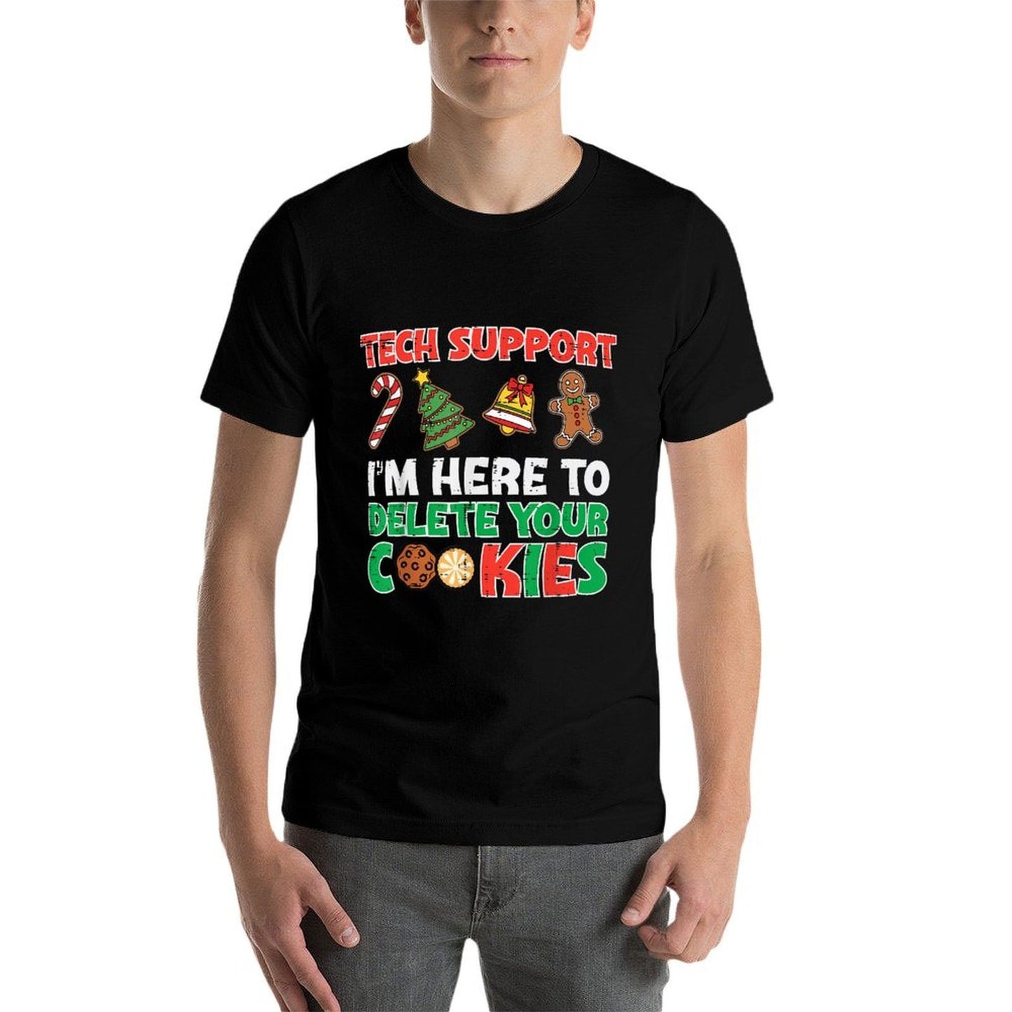 Christmas Tech Support Delete Cookies Funny Xmas Men Women  Cotton T-Shirt