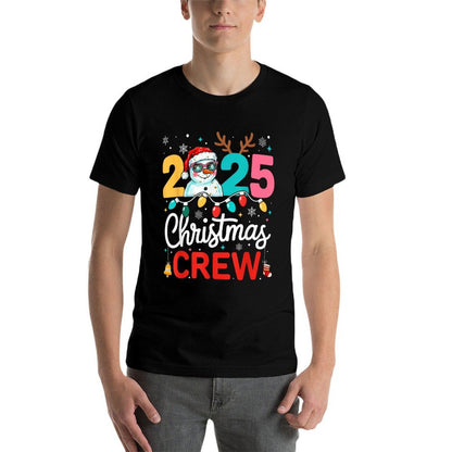 Merry Christmas Crew 2025 Snowman Reindeer Men Women Kid  Polyester Blend T-Shirt