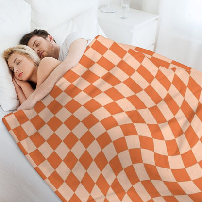 Check IV - Orange Twist Multi-functional Throw Blanket
