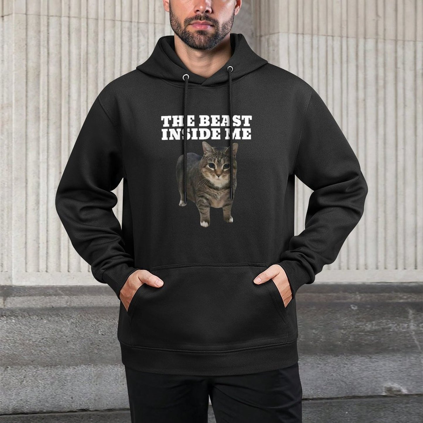 Cat Meme Beast Inside Me Funny Relaxed Fit Hoodie
