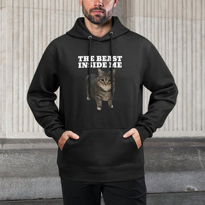 Cat Meme Beast Inside Me Funny Relaxed Fit Hoodie