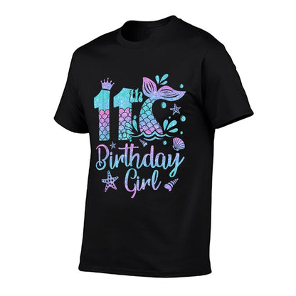 Mermaid Birthday Girl 11 Year Old Its My 11th Bday Mermaid  Tagless Design T-Shirt