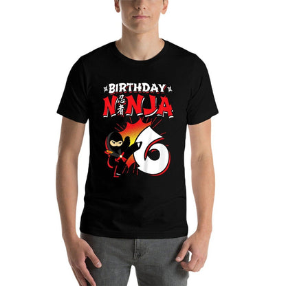 Ninja Birthday Party Gift - 6 Year Old - Birthday Ninja 6  Fade-proof Color T-Shirt