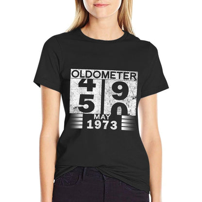 Oldometer 49-50 Born In May 1973 Funny 50th Birthday  Versatile T-Shirt