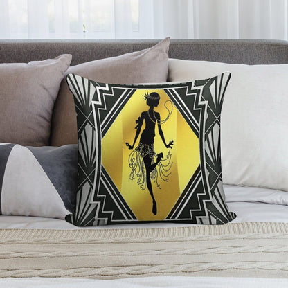 Art Deco Flapper Roaring 20's Gatsby Style Print Soft High-Density Material Throw Pillow