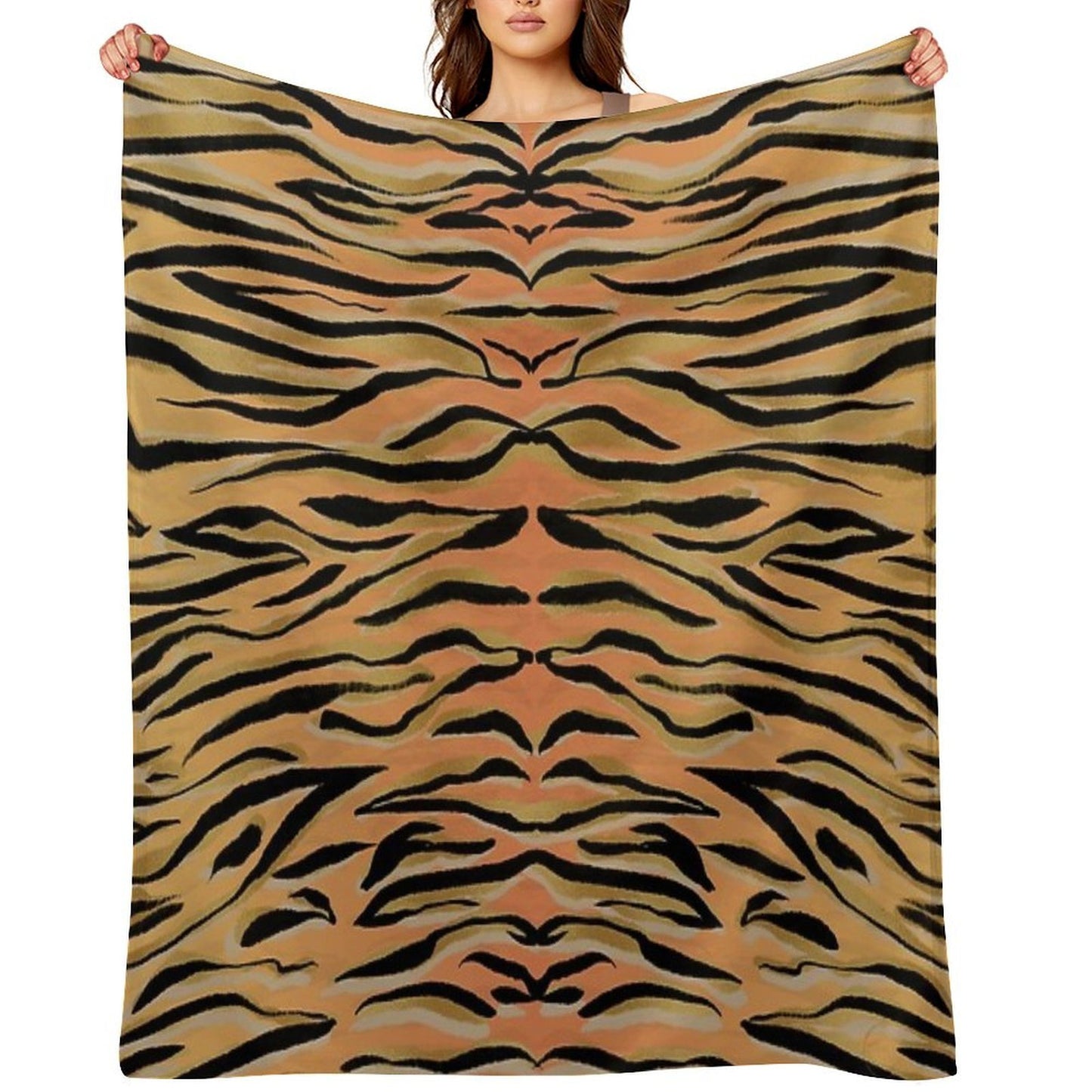 Stylish Black Gold Tiger Animal Print All-season Throw Blanket