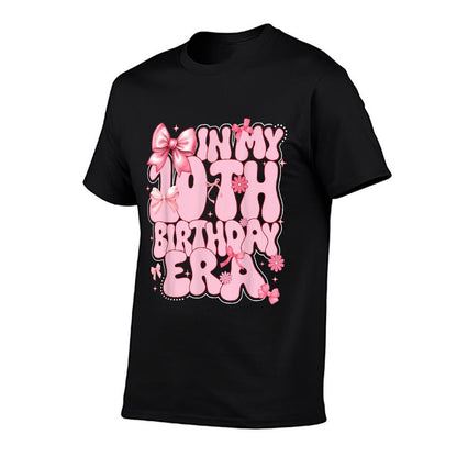 Kids In My 10th Birthday Era Girl 10 Year Old Coquette Bow  Heathered Texture T-Shirt
