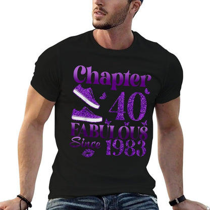 Chapter 40 Fabulous Since 1983 40Th Birthday Gift For Women  Ribbed Collar T-Shirt