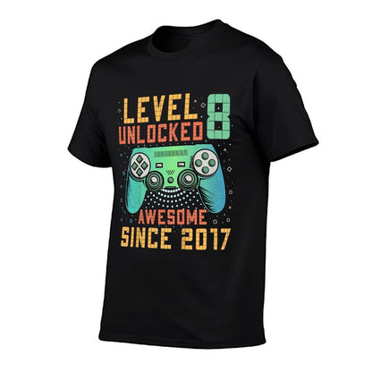Kids Level 8 Unlocked 8th Birthday 8 Year Old Boy Gifts Gaming  Graphic-printed T-Shirt