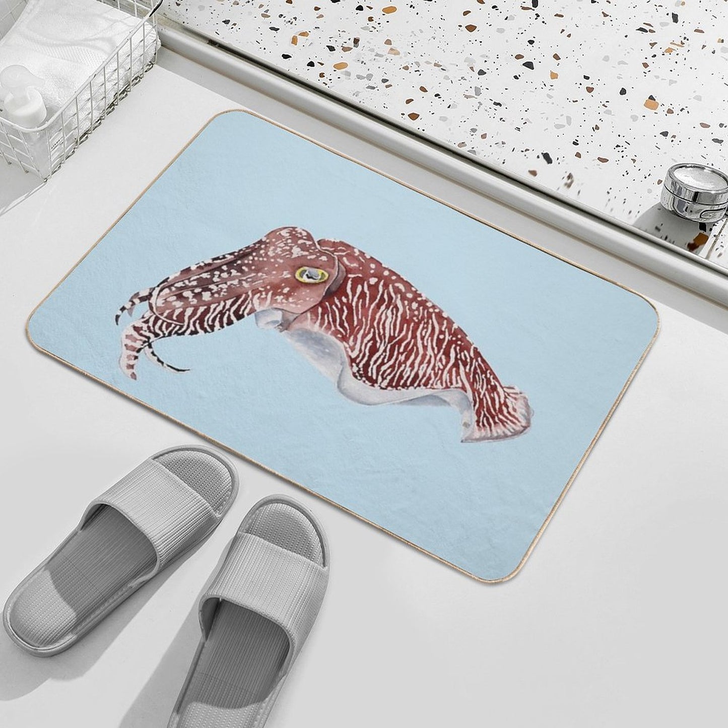 COMMON CUTTLEFISH-Sepia Officinalis  Repositionable Bath Mat