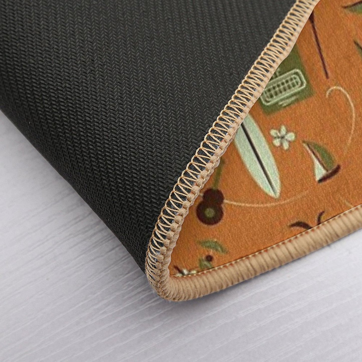 Retro Hawaiian - Vintage Hawaiian - Orange - Tropical Pattern  Easy Maintenance Bath Mat