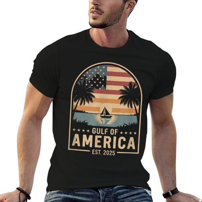 Retro Gulf Mexico Gulf Of USA America Est 2025 American Flag Comfortable T-Shirt