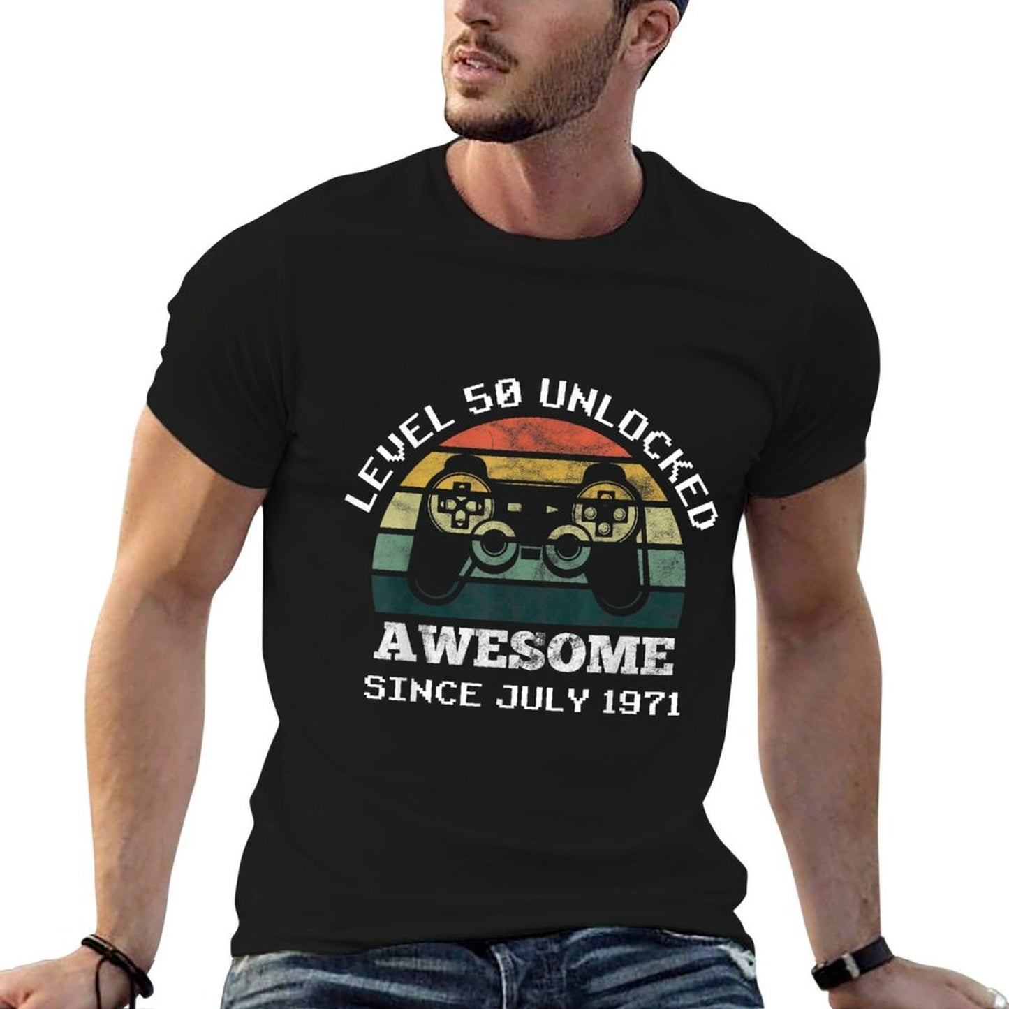 Level 50 Awesome Since July 1971 50th Birthday  Summer-ready Fabric T-Shirt