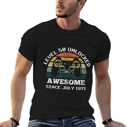Level 50 Awesome Since July 1971 50th Birthday  Summer-ready Fabric T-Shirt