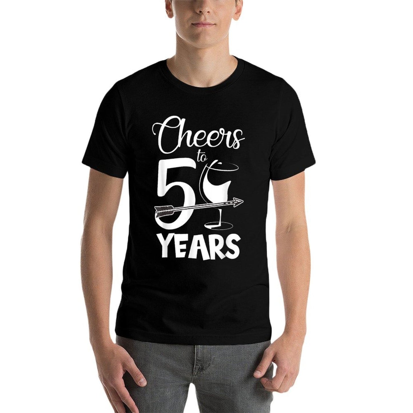 Cheers to 50 Years 50th Birthday Drinking Team Wine Beer  Oversized Silhouette T-Shirt