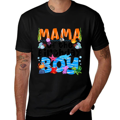 Mama Under Sea Birthday Party Boys Ocean Sea Animals Themed  Stretchy T-Shirt