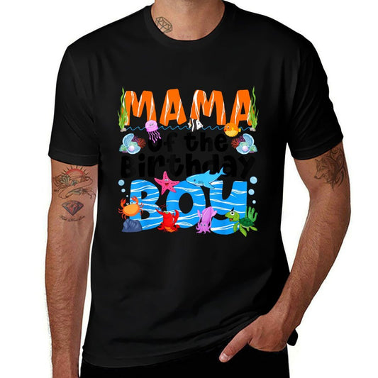 Mama Under Sea Birthday Party Boys Ocean Sea Animals Themed  Stretchy T-Shirt