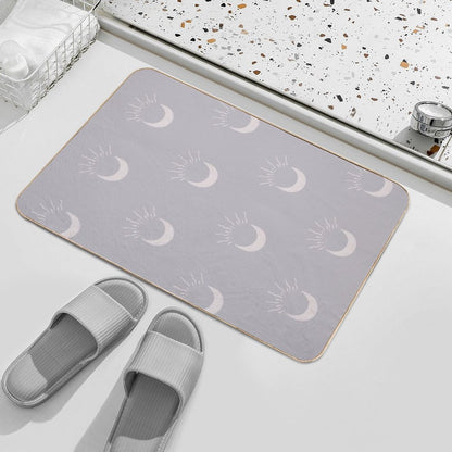 Cute Sun And Moon Design Boho Aesthetic In Muted Colors Blue Gray  Absorbent Bath Mat