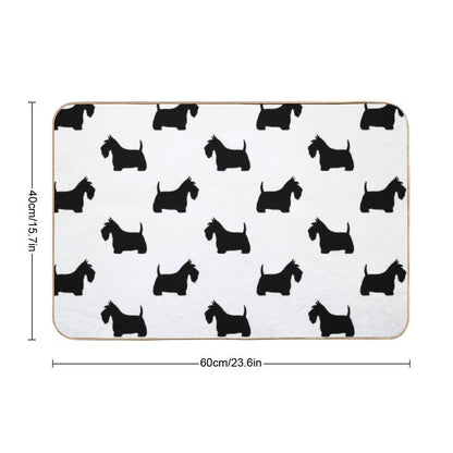 Scottish Terrier Silhouette(s) Black Scottie Dog  Absorbent Bath Mat