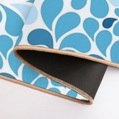 Water Drops Flourish Pattern, Ornamental Style Seamless Pattern,  Easy Maintenance Bath Mat