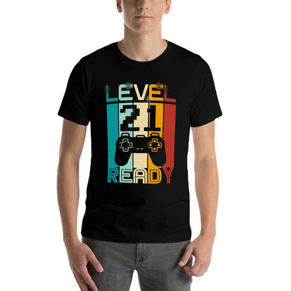 Level 21 Ready Funny Video Gamer 21st Birthday  Slim-fit Cut T-Shirt