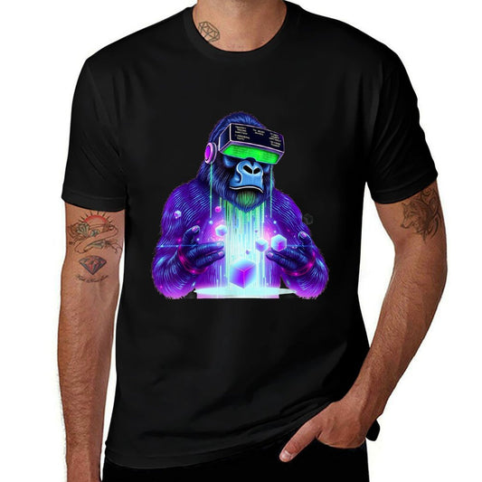 Gorilla VR Gamer Playing Tag Boys Funny Adult Gorilla VR  Trendy Pattern T-Shirt