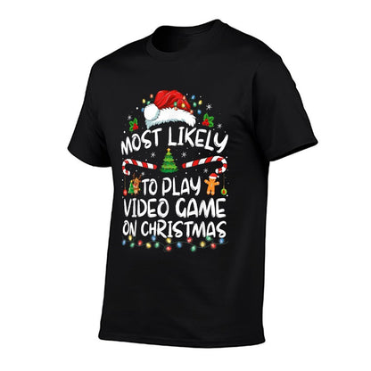 Funny Gamer Most Likely To Play Video Games On Christmas  Oversized Silhouette T-Shirt