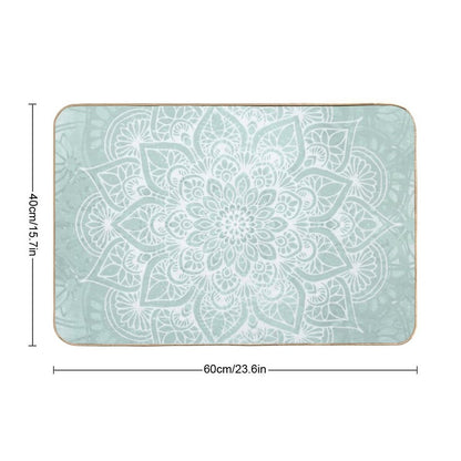 Boho, Mandala, Love, Flower of Life, Teal  Anti-Trip Bath Mat