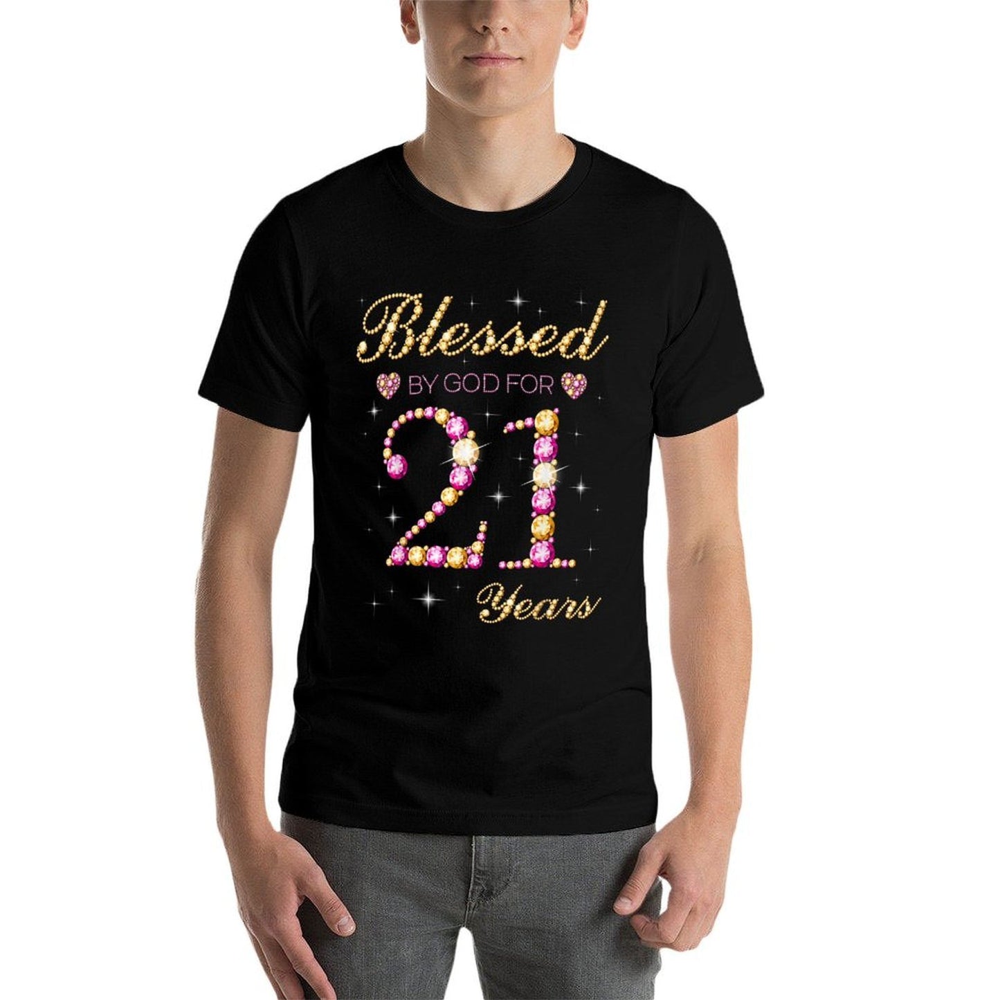 Blessed By God For 21 Years Old 21st Birthday Party  Soft T-Shirt
