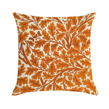 William Morris Oak Leaves, Rust Orange And Cream Soft Home Decor Throw Pillow