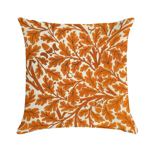 William Morris Oak Leaves, Rust Orange And Cream Soft Home Decor Throw Pillow