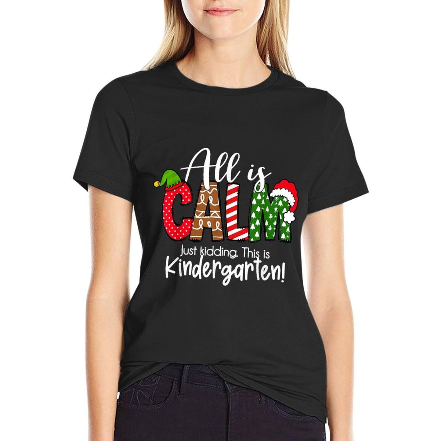 All Is Calm Just Kidding This Is Kindergarten Christmas  Heathered Texture T-Shirt