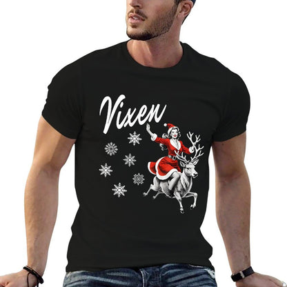Vixen Reindeer Retro Sexy Pin Up Girl Funny Christmas Party  Wrinkle-resistant T-Shirt