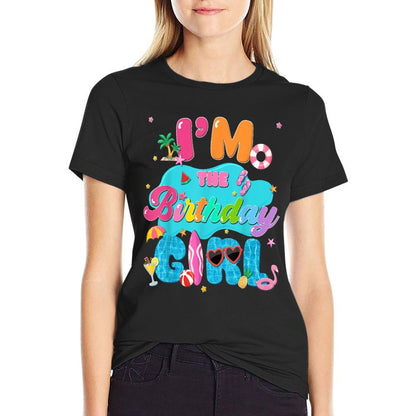 Im The Birthday Girl Pool Party Beach Family Matching  Rolled Sleeves T-Shirt