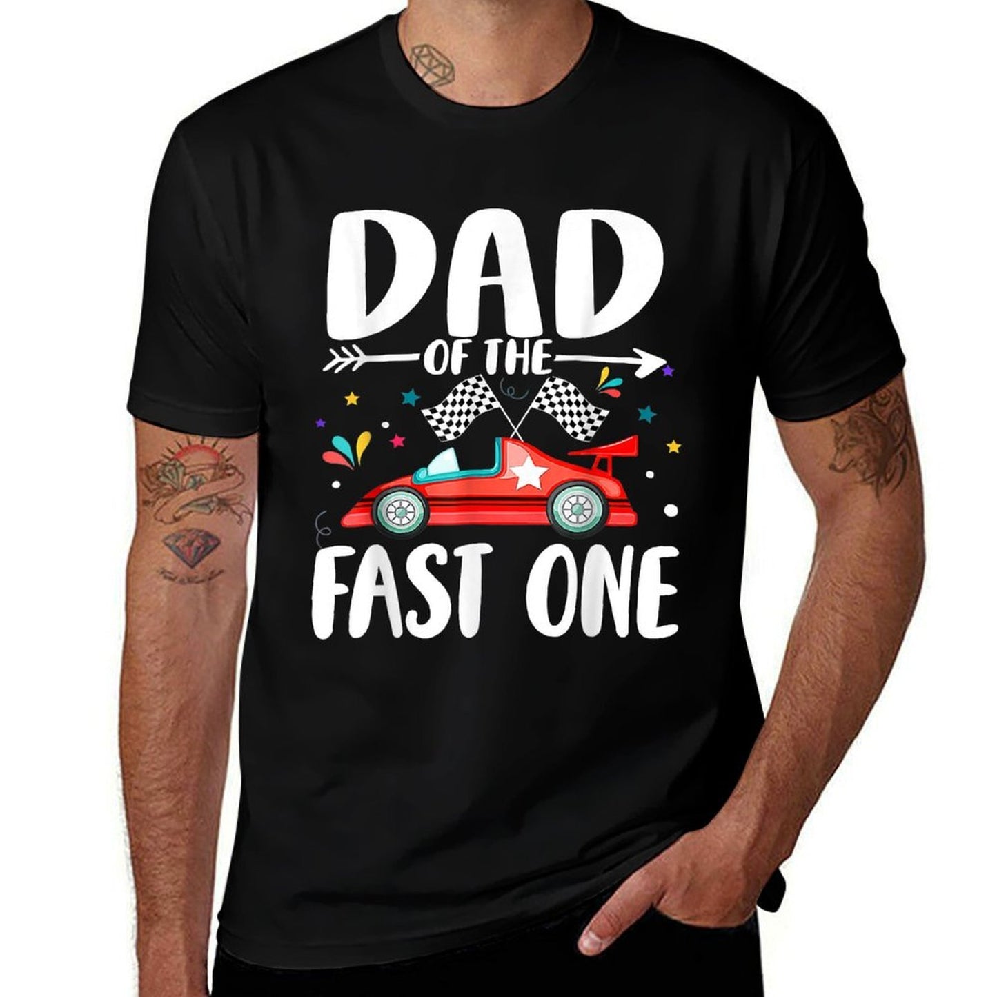 Dad Of The Fast One Birthday 1st Race Car Family Matching  Quick-drying T-Shirt