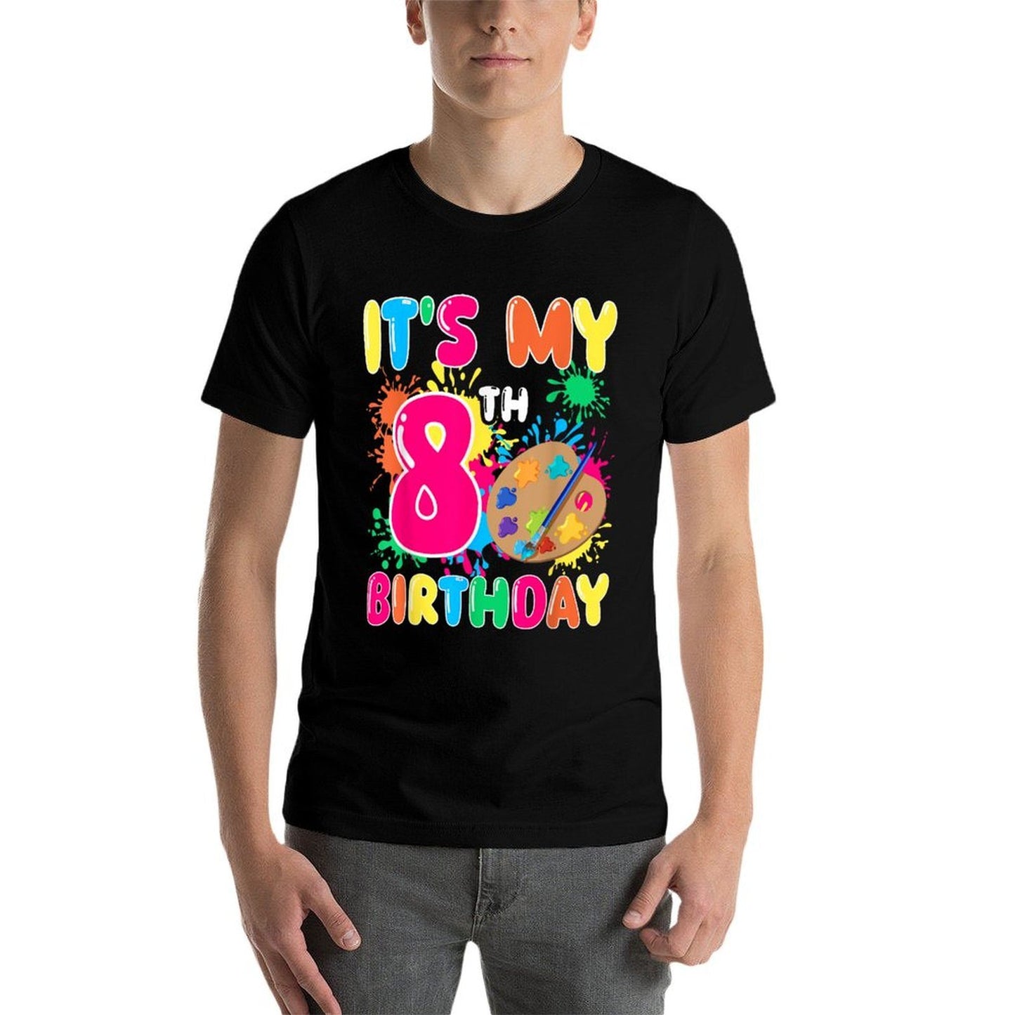 It's My 8th Birthday Painting Art 8 Year Old Bday Artist  Moisture-wicking T-Shirt